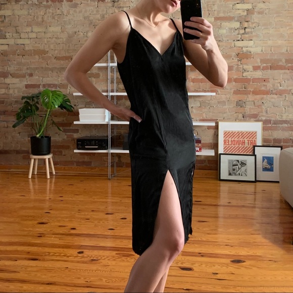 Vintage Dresses & Skirts - Vintage Satin Slip Dress, Black